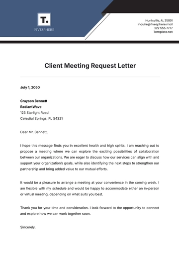 Free Client Meeting Request Letter Template to Edit Online