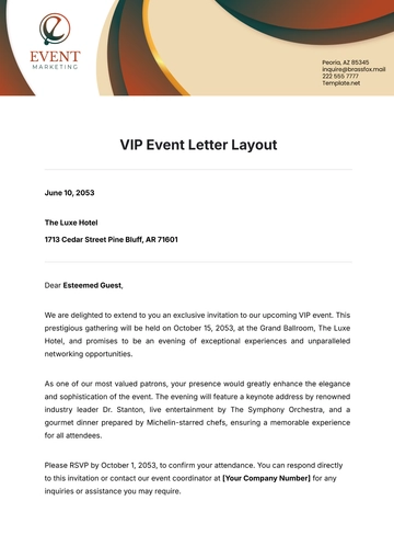 Free VIP Event Letter Layout Template to Edit Online