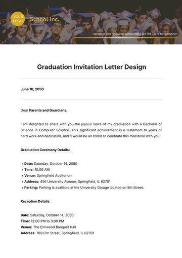 Free Graduation Invitation Letter Design Template to Edit Online