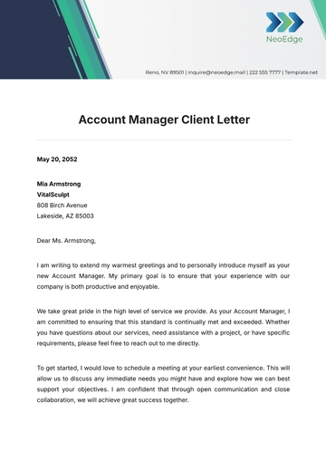 Free Account Manager Client Letter Template to Edit Online