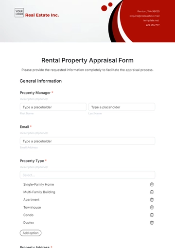 Free Rental Property Appraisal Form Template to Edit Online