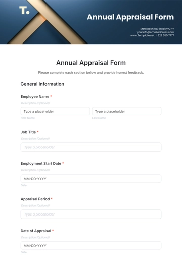 Free Annual Appraisal Form Template to Edit Online