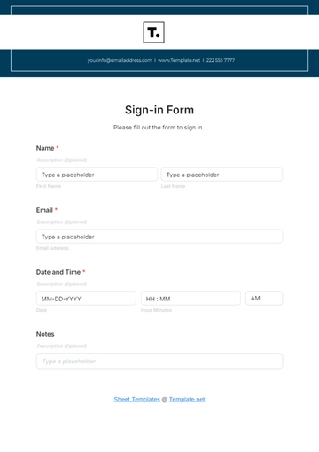 Free Sign-in Form Template to Edit Online