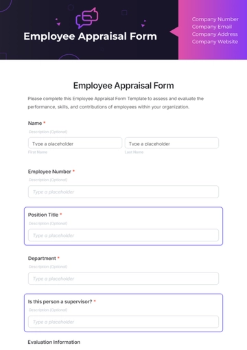 Free Employee Appraisal Form Template to Edit Online