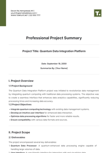 Free Professional Project Summary Template to Edit Online