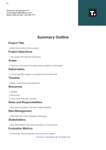 Free Summary Outline Template to Edit Online