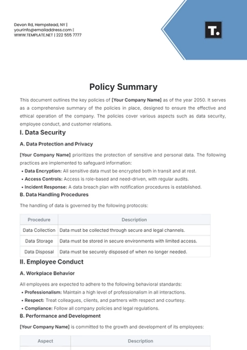 Free Policy Summary Template to Edit Online