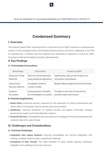 Free Condensed Summary Template to Edit Online