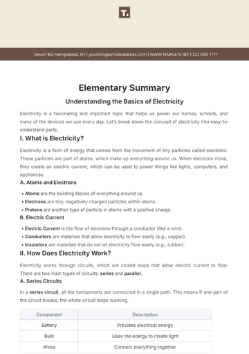 Free Elementary Summary Template to Edit Online