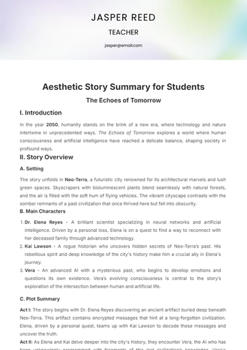 Free Aesthetic Story Summary for Students Template to Edit Online