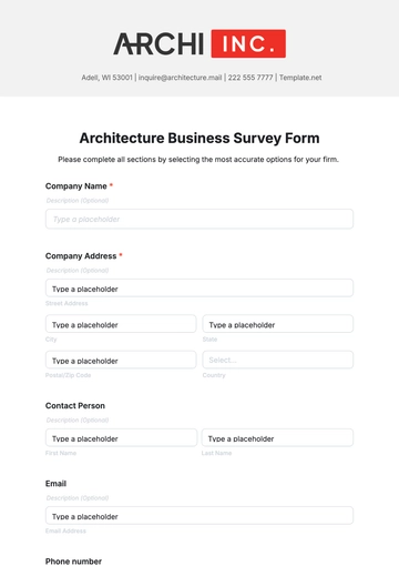 Free Architecture Business Survey Form Template to Edit Online