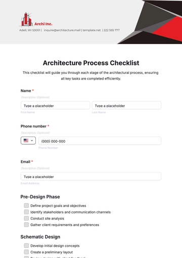 Free Architecture Process Checklist Form Template to Edit Online