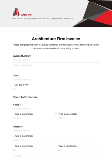 Free Architecture Firm Invoice Form Template to Edit Online