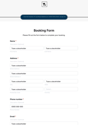 Free Booking Form Template to Edit Online