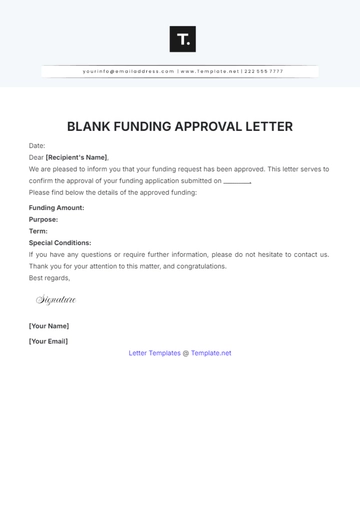 Free Blank Funding Approval Letter Template to Edit Online