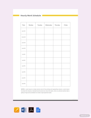 Hourly Work Schedule Template