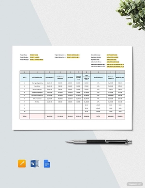 Schedule of Values Construction Template