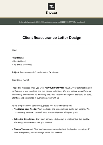 Free Client Reassurance Letter Design Template to Edit Online