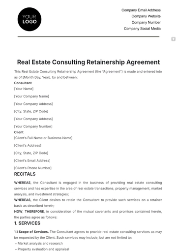 Free Real Estate Consulting Retainership Agreement Template to Edit Online Free Real Estate Consulting Retainership Agreement Template to Edit Online