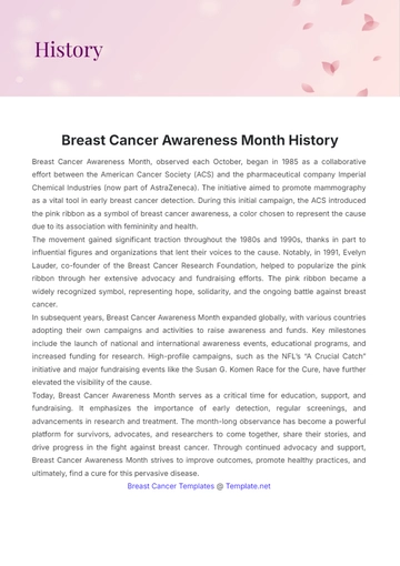 Free Breast Cancer Awareness Month History Template to Edit Online Free Breast Cancer Awareness Month History Template to Edit Online