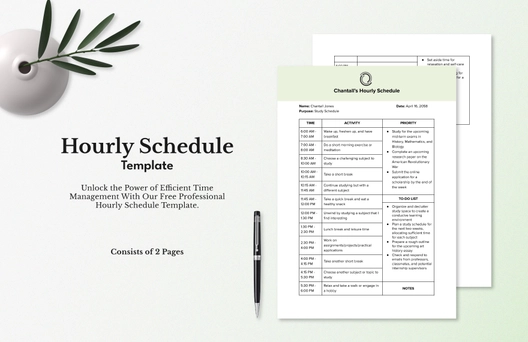Hourly Schedule Template Hourly Schedule Template