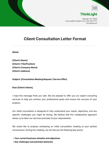Free Client Consultation Letter Format Template to Edit Online