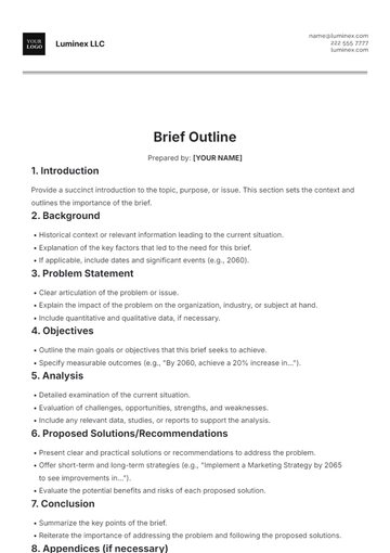 Free Brief Outline Template to Edit Online