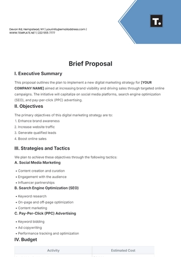 Free Brief Proposal Template to Edit Online