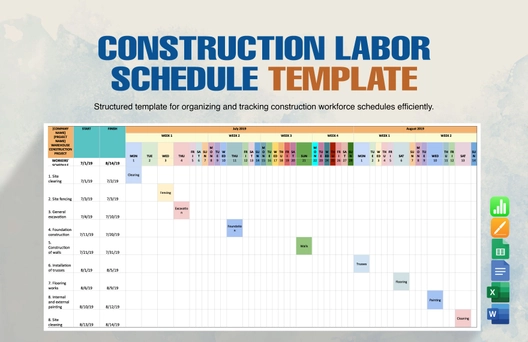 Construction Labor Schedule Template