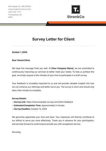 Free Survey Letter for Client Template to Edit Online