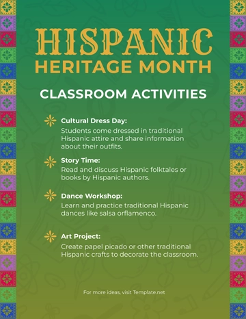 Free Hispanic Heritage Month Classroom Activities Template to Edit Online Free Hispanic Heritage Month Classroom Activities Template to Edit Online