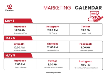Free Movie Theater Marketing Calendar Template to Edit Online