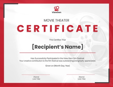 Free Movie Theater Certificate Template to Edit Online