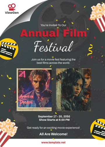 Free Movie Theater Invitation Template to Edit Online