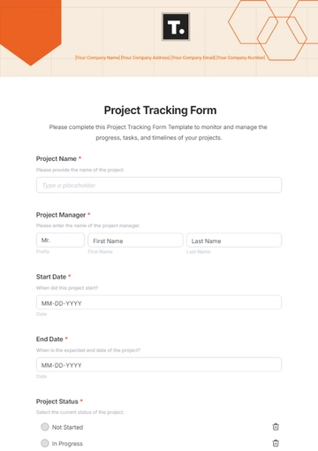 Free Project Tracking Form Template to Edit Online