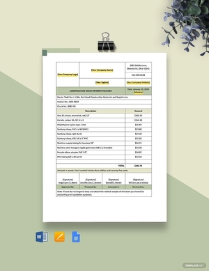 Construction Check Payment Voucher Template
