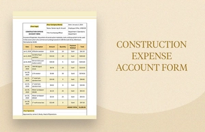 Construction Expense Account Form Template