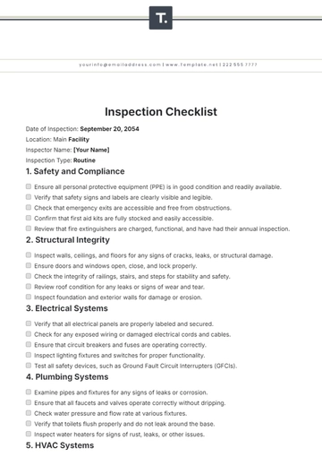 Free Inspection Checklist Template to Edit Online