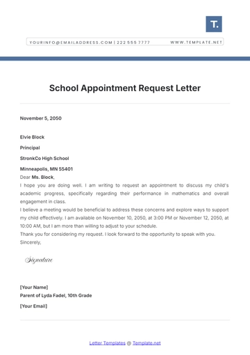 Free School Appointment Request Letter Template to Edit Online