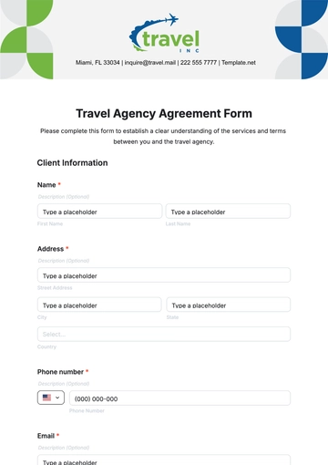 Free Travel Agency Agreement Form Template to Edit Online