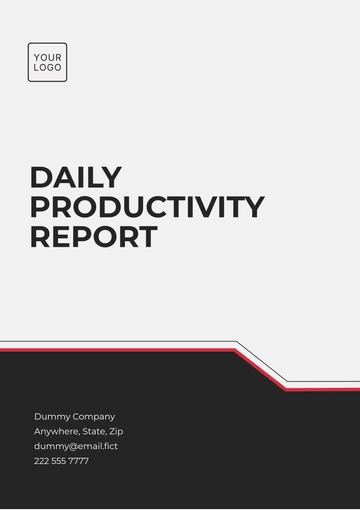Free Daily Productivity Report Template to Edit Online