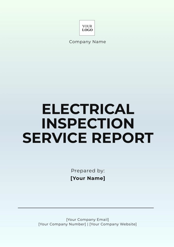 Free Electrical Inspection Service Report Template to Edit Online