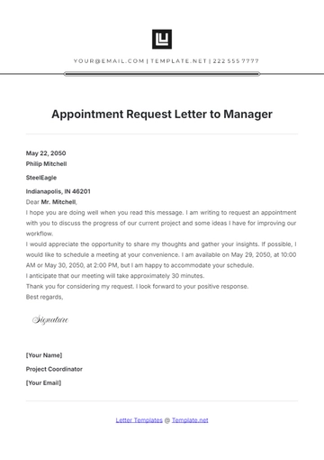 Free Appointment Request Letter to Manager Template to Edit Online