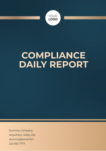 Free Compliance Daily Report Template to Edit Online