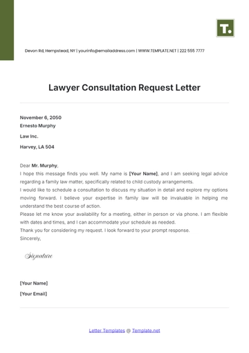 Free Lawyer Consultation Request Letter Template to Edit Online