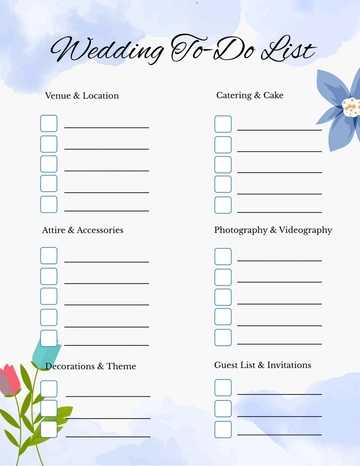 Free Wedding To Do List Template to Edit Online | Template.net