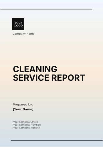 Free Cleaning Service Report Template to Edit Online