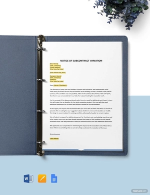 Notice of Subcon Variation Template
