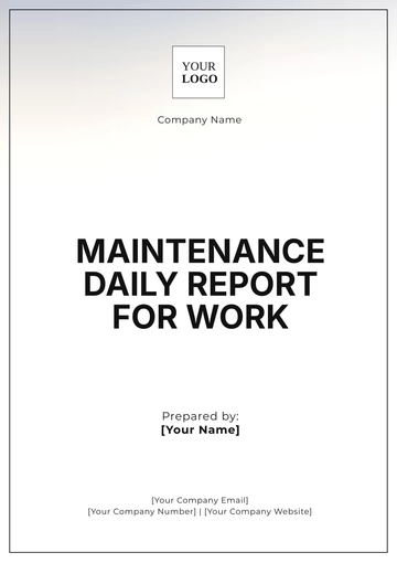 Free Maintenance Daily Report for Work Template to Edit Online