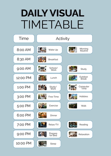 Free Visual Timetable Template to Edit Online